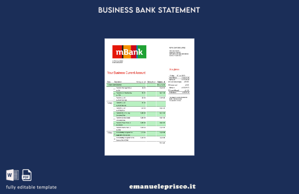 modello di dichiarazione aziendale MBank in stile verificato Modello Word e PDF